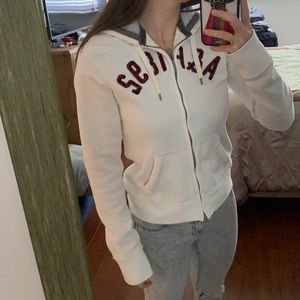 Abercrombie & Fitch white zipper sweater